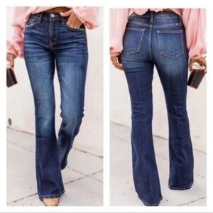 NWT KanCan Flare Leg Jeans Mid-rise Dark Wash 34” Inseam Size 7/27